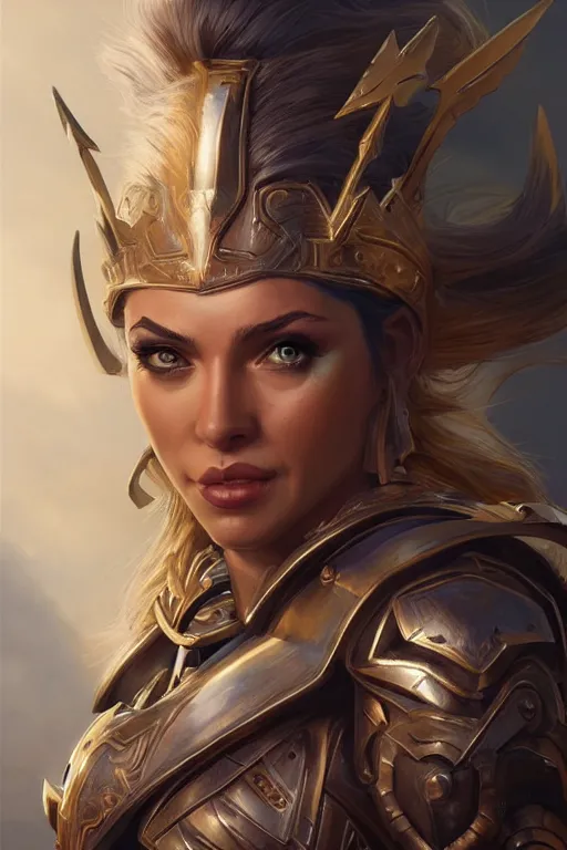 Image similar to amazon valkyrie athena, d & d, fantasy, portrait, highly detailed, headshot, digital painting, trending on artstation, concept art, sharp focus, illustration, art by artgerm and greg rutkowski and magali villeneuve