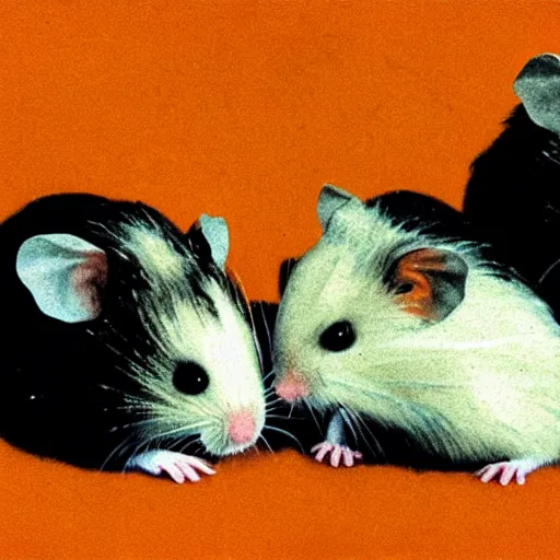 Image similar to feral hamsters, by andy warhol