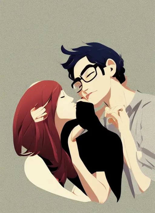 Image similar to a couple kissing. clean cel shaded vector art. shutterstock. behance hd by lois van baarle, artgerm, helen huang, by makoto shinkai and ilya kuvshinov, rossdraws, illustration, art by ilya kuvshinov