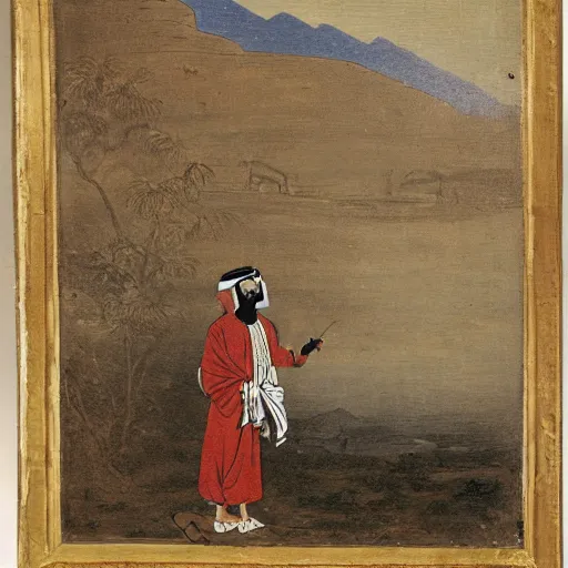 Prompt: arab samurai, egyptian landscape, 1 9 th century