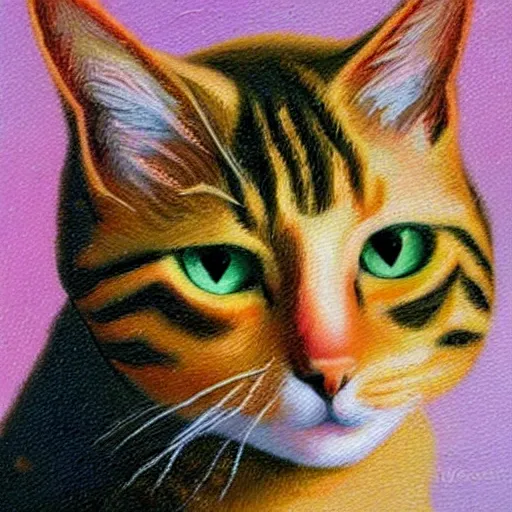 Image similar to a cat, oil painting, pointillism