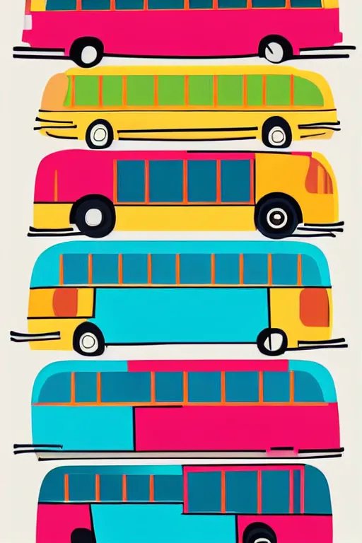 Image similar to minimalist boho style art of colorful bus in london, illustration, vector art