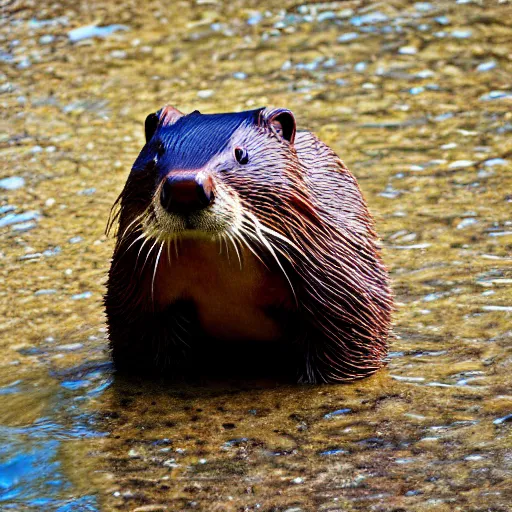 Image similar to Stern anthropomorphic beaver dressed in corduroy clothes, XF IQ4, f/1.4, ISO 200, 1/160s, 8K, RAW, unedited, symmetrical balance, in-frame