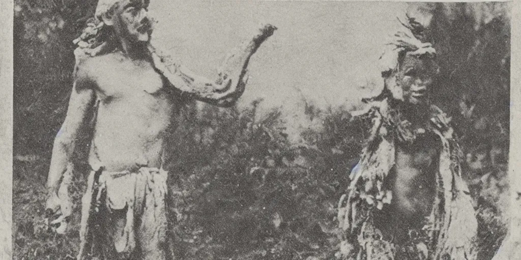 Prompt: mythical monster from a culture in an arid region, 1 9 0 0 s photograph