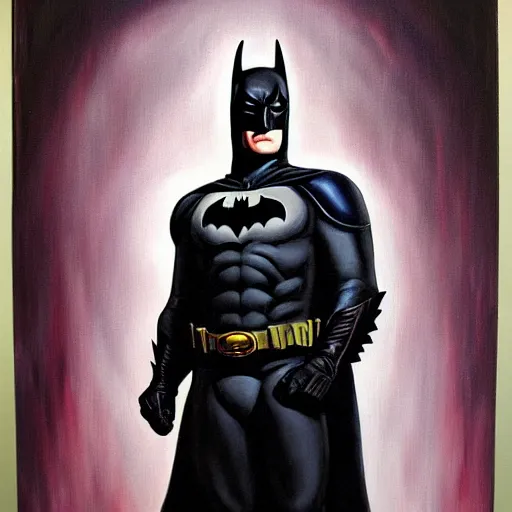 Image similar to Painting of a batman dark knight by Christopher Nolan oil painting