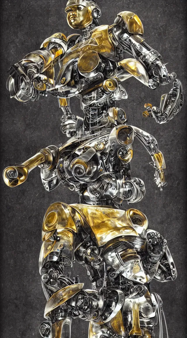 Prompt: jazz, sci fi, music notes, robot, wallpaper, masterpiece, hdr, hyperrealistic