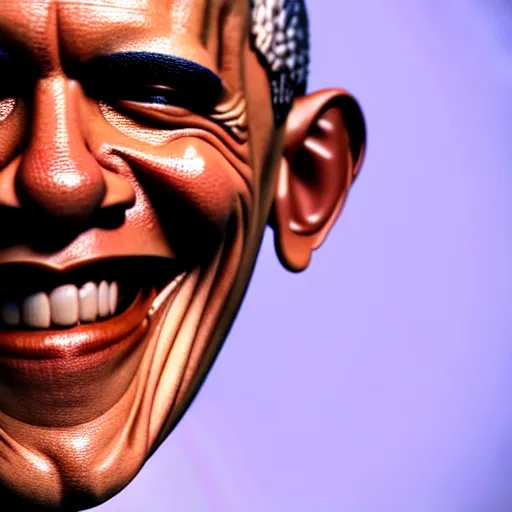 Image similar to Barack Obama smiling, dreamlike, horror, intricate detail, 3d render, octane render, god rays, depth of field, trending on artstation, 4k, hd