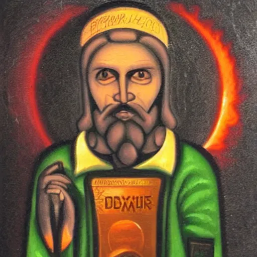 Image similar to Alexandr Abdulov portrayed in an infernal cultist icon