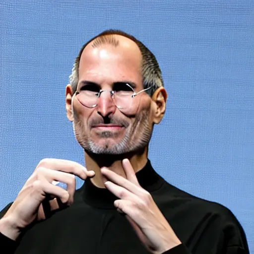Image similar to steve jobs at a samsung conference presenting a new cell phone, symmetry, hyper realistic, photorealistic, cinematic