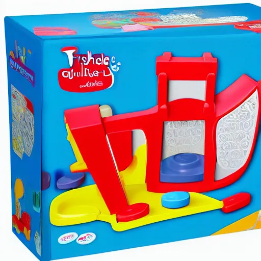 Prompt: a guillotine designed by fisher - price toys, toy guillotine, high detail product photo