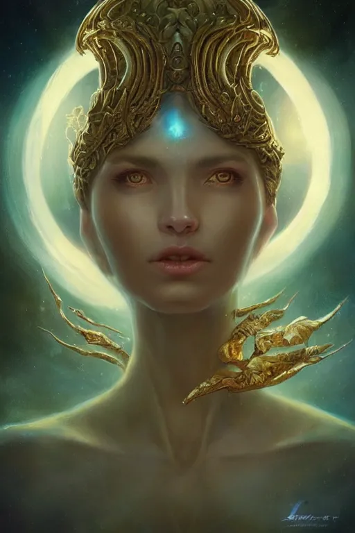 Image similar to a subtle lighting photo of an ancient powerful psychic alien queen, light colors, bright, sunbeams, eloquent, fancy, lovely, beautiful lighting, golden ratio, artgerm, tom bagshaw, gerald brom, detailed, small details, intricate, sci fi, scifi, magic, magical aesthetic,