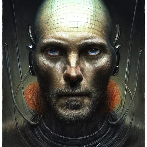 Prompt: a portrait of Mark from the Apple TV show Severance, sci-fi concept art by giger and beksinski and szukalski and wlop and pete mohrbacher, digital art, highly detailed, intricate, horror, sharp focus, Trending on Artstation HQ, deviantart, unreal engine 5, 4K UHD image
