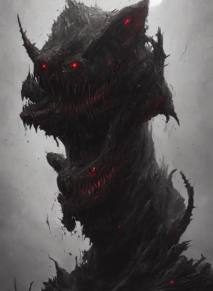 Image similar to a close portrait of a creature invoking fear, art by greg rutkowski, horror setting, dark lighting, matte painting, trending on artstation, very detailed
