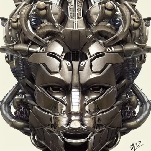 Image similar to a mech version of african medusa, with a septum piercing, very symmetrical, highly detailed, by vitaly bulgarov, by joss nizzi, by ben procter, by steve jung, concept art, quintessa, metal gear solid, transformers cinematic universe, concept art world, pinterest, artstation, unreal engine