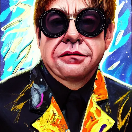 Prompt: the pianist elton john tarot card, digital, rider waite card, painting, ultradetailed, artstation, oil painting, ultradetailed, artstation