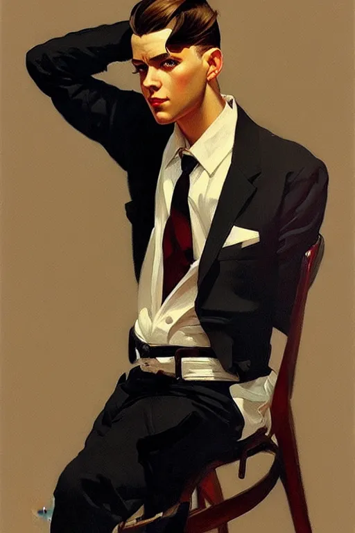 Image similar to attractive male, painting by ilya kuvshinov, j. c. leyendecker