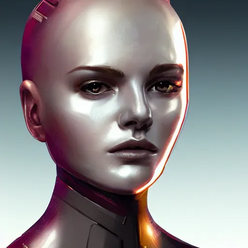 Image similar to portrait of female android, artstation