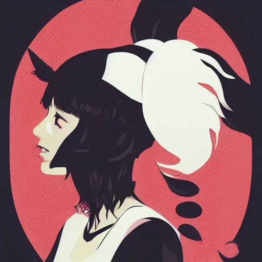 Prompt: hanekawa black, by conrad roset, vector art