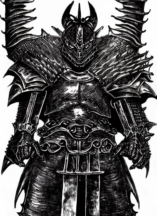 Image similar to demon wolf armored knight by kentaro miura