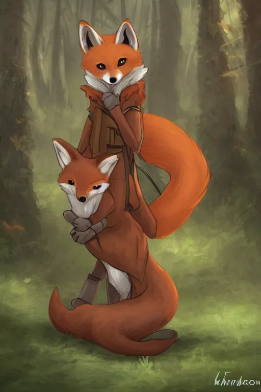 Prompt: a medieval anthropomorphic fox with a fluffy tail in a forest, trending on furaffinity, trending on artstation, digital art, backlighting, by kawacy, dramatic lighting, cartoon, furry art, fursona, cgi