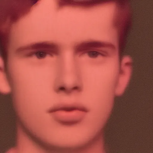 Image similar to anaglyph filter consistent portrait of a young dude 1 9 years old, with thorn