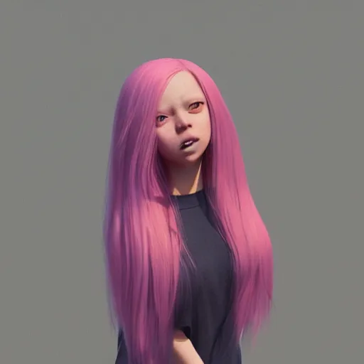 Image similar to girl with long pink hair, instagram photo, kodak, portra, by wlop, ilya kuvshinov, krenz, cushart, pixiv, zbrush sculpt, octane render, houdini, vfx, cinematic atmosphere, 8 k, 4 k 6 0 fps, unreal engine 5, ultra detailed, ultra realistic