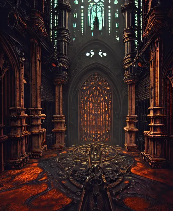 Image similar to steam necropolis, memento mori, gothic, neo - gothic, art nouveau, hyperdetailed copper patina medieval icon, stefan morrell, philippe druillet, ralph mcquarrie, concept art, steampunk, unreal engine, detailed intricate environment, octane render, moody atmospherics, volumetric lighting, ultrasharp, ominous, otherworldly