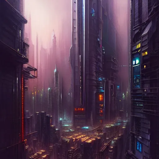 Image similar to wide angle shot of a cyberpunk city by night, intricate, elegant, highly detailed, centered, digital painting, artstation, concept art, smooth, sharp focus, illustration, artgerm, Tomasz Alen Kopera, Peter Mohrbacher, donato giancola, Joseph Christian Leyendecker, WLOP, Boris Vallejo