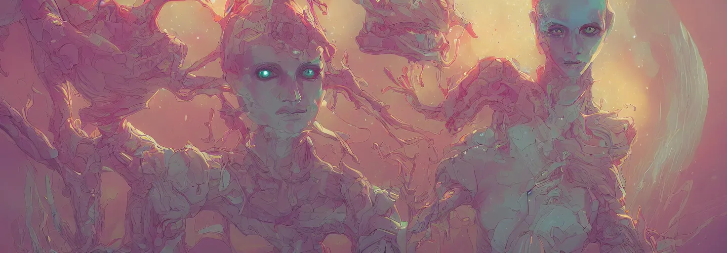 Image similar to surrealism art, a study of an alien female, by josan gonzales and wlop, highly detailed, intricate, sci-fiish landscape, sharp focus, Trending on Artstation HQ, deviantart