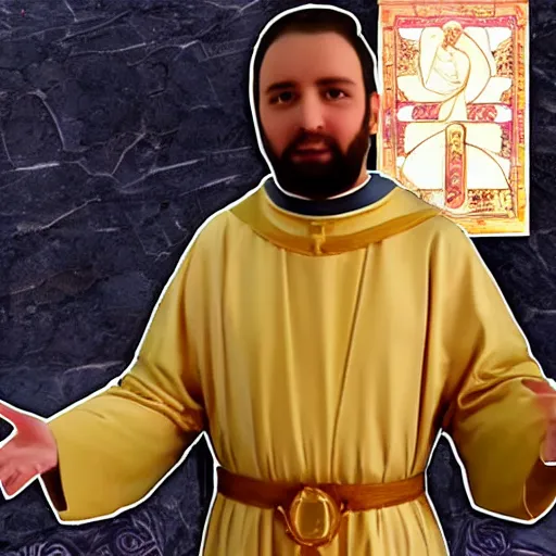 Image similar to new catholic priest vtuber streaming on a computer