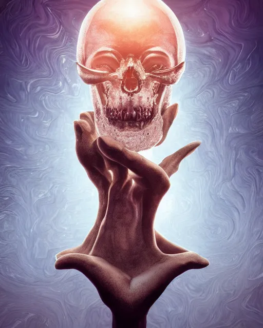 Prompt: 3 d render, photoreal, hyperreal, photorealistic, hyper - realistic, 3 d, octane render, 8 k, bonsai tree inside of the glass - skull with profile picture by luis toledo and alex grey and beeple. neo - surrealism. digital art, pixel art, concept art, octane render, trending on cgsociety, trending on artstation