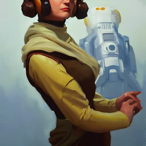 Image similar to greg manchess portrait painting of leia organa as overwatch character, medium shot, asymmetrical, profile picture, organic painting, sunny day, matte painting, bold shapes, hard edges, street art, trending on artstation, by huang guangjian and gil elvgren and sachin teng