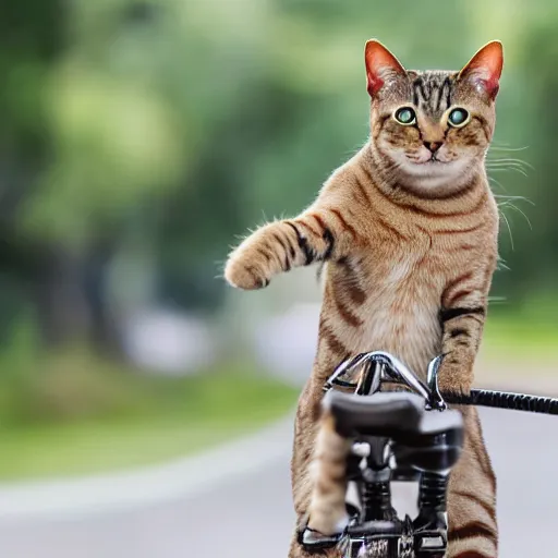 Prompt: a cat riding a bike, high quality, professional, HD, 8K, highly detailed