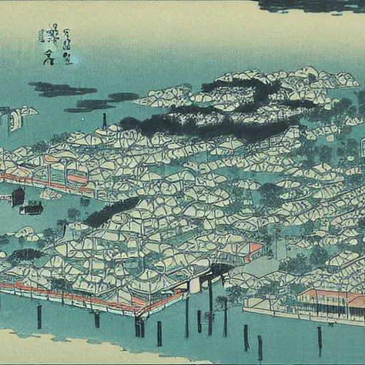 Image similar to a city by tomioka tessai ( 1 8 3 7 - 1 9 2 4 )