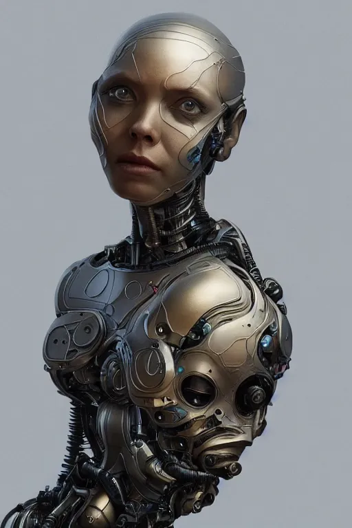 Prompt: portrait of a angry female robot, intricate, dystopian toy, sci - fi, extremely detailed, biopunk suit, digital painting, sculpted in zbrush, artstation, concept art, smooth, sharp focus, illustration, chiaroscuro lighting, golden ratio, incredible art by stanley artgerm lau and greg rutkowski and alphonse mucha and simon stalenhag