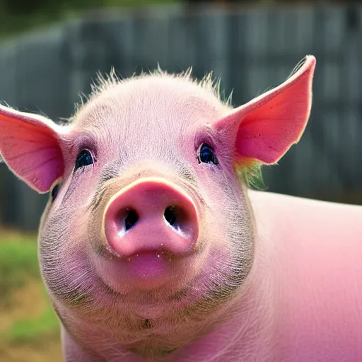 Prompt: face of pig made by nebula space, hyper realistic