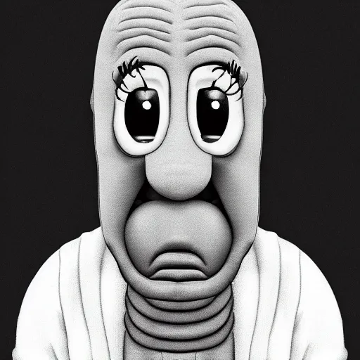 Prompt: kanye west as squidward, photo portrait