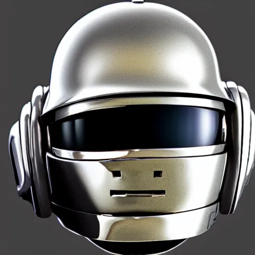 Prompt: ultra high quality 3d render of a daft punk helmet, ray tracing, reflections, studio lighting, cg, 4k