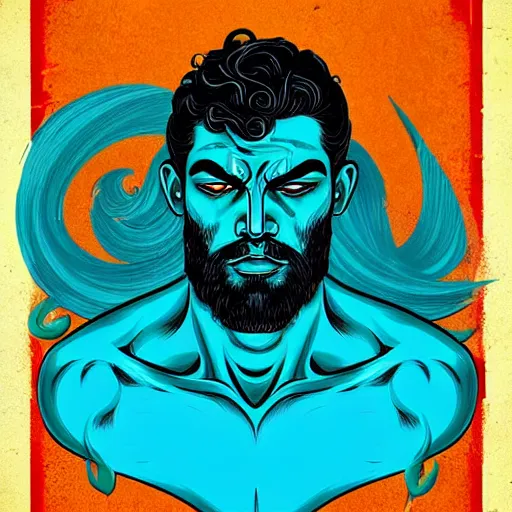 Image similar to the god poseidon, poseidon, portrait, illustration, digital art, concept art, by butcher billy