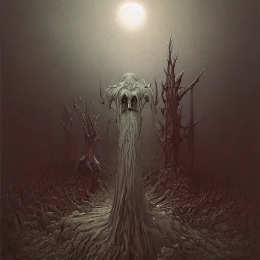 Image similar to creepy monster, fantasy art, by zdzisław Beksiński, dark, digital art