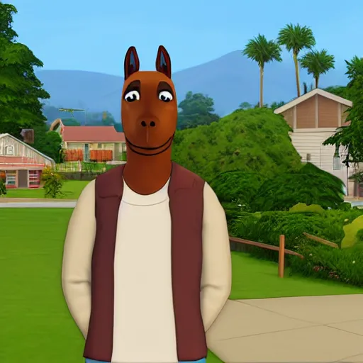 Image similar to Bojack Horseman in the Sims 4