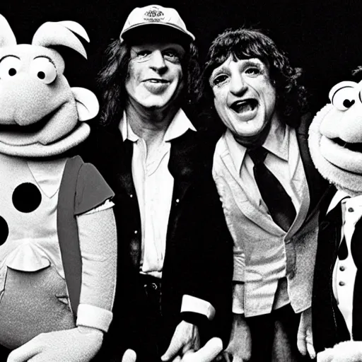 Image similar to ac / dc as muppets performing on stage