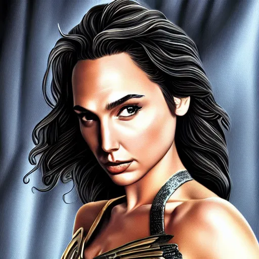 Image similar to Full body potrait of Gal Gadot as an angel, fantasy, intricate, elegant, highly detailed, digital painting, smooth, sharp focus, illustration