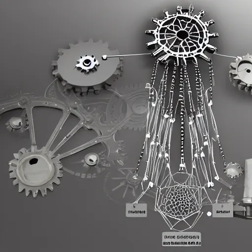 Image similar to high powered next generation industrial mechanical dream catcher, gears and pistons