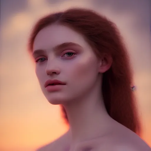 Image similar to photographic portrait of a stunningly beautiful renaissance female in soft dreamy light at sunset, contemporary fashion shoot, by edward robert hughes, breathtaking, 8 k resolution, extremely detailed, beautiful, establishing shot, artistic, hyperrealistic, beautiful face, octane render