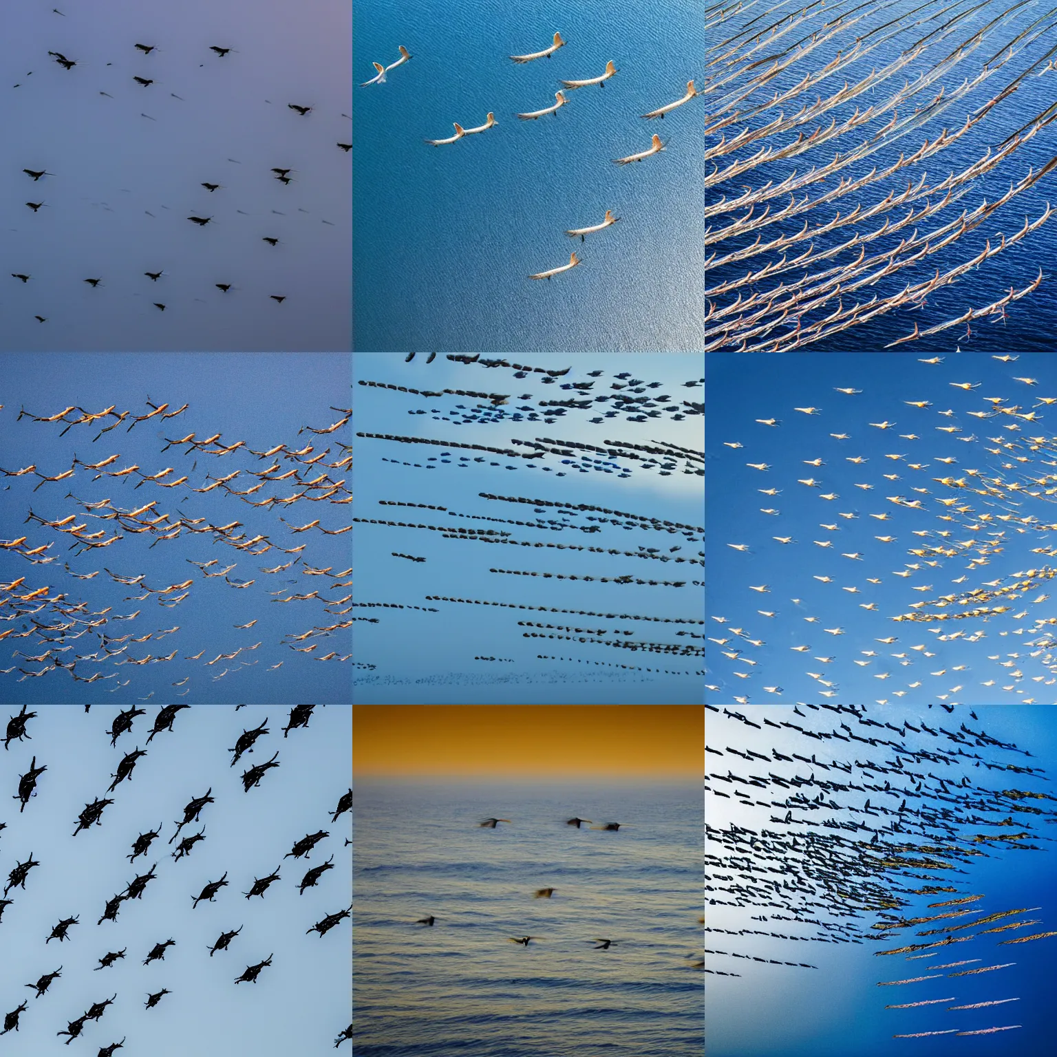 Prompt: anchovies flying in formation, photography, award winning photo, documentary, uhd, blue planet still, national geographic