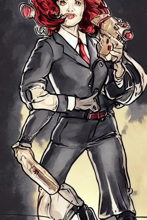 Image similar to Agent carter illustration concept art in the style of Amano, Yoshitaka