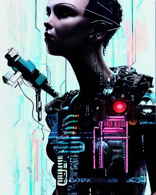 Prompt: professional portrait of cyberpunk millie bobby brown by yoji shinkawa