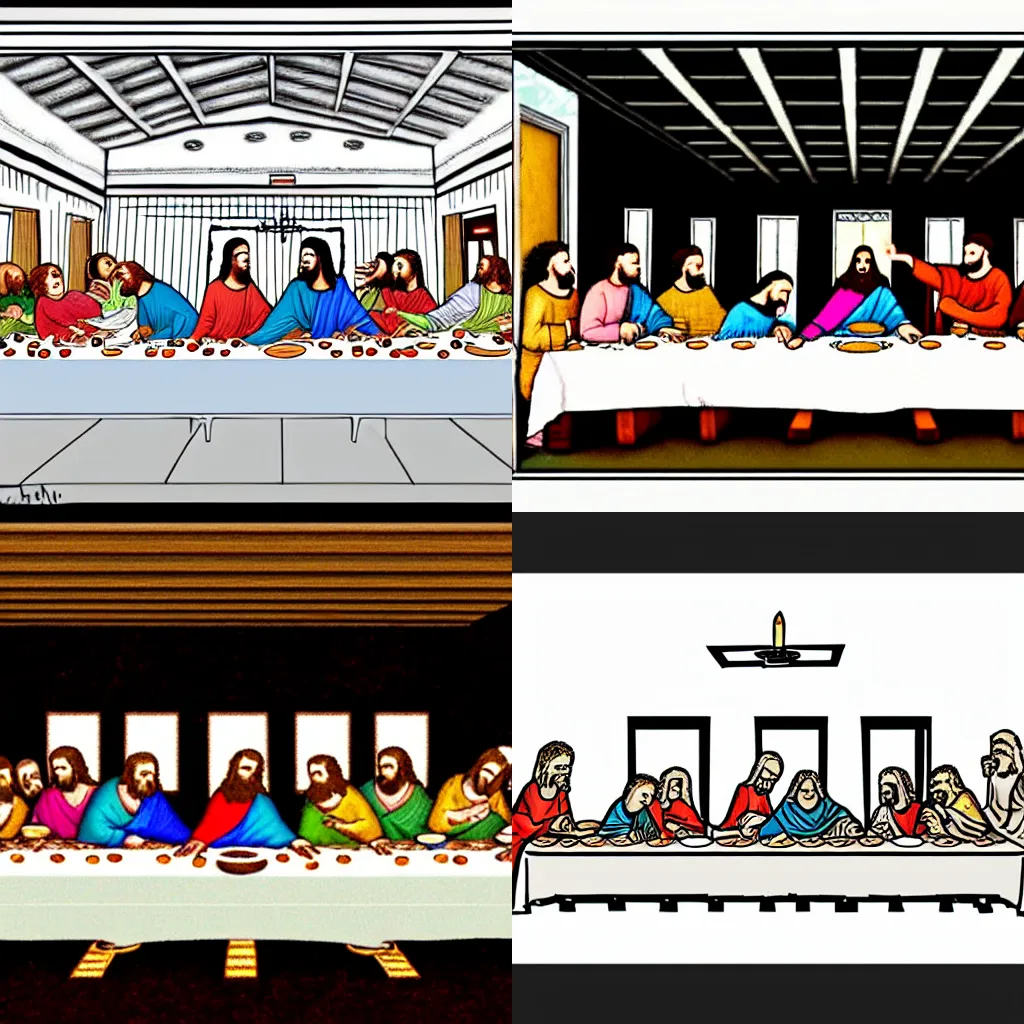 Prompt: The last supper in the style of xkcd