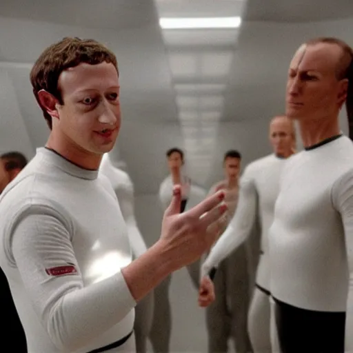 Image similar to mark zuckerberg inspecting the failed clones experiments of himself from the movie Alien Resurrection directed by Jean-Pierre Jeunet.